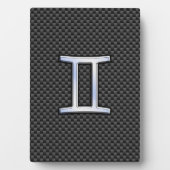 Gemini Zodiac Sign on Charcoal Carbon Fiber Print Fotoplaat (voorkant)