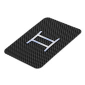 Gemini Zodiac Sign on Charcoal Carbon Fiber Print Magneet (Linkerzijde)