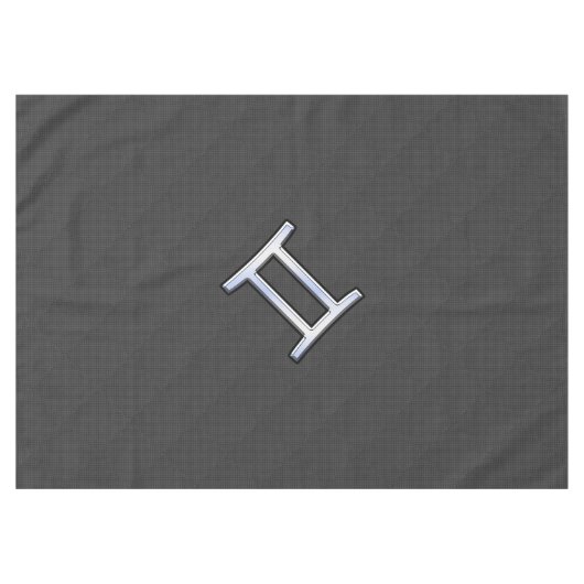Gemini Zodiac Sign on Charcoal Carbon Fiber Print Tafelkleed (Voorkant (Horizontaal))