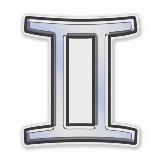 Gemini Zodiac Sign on Chrome Style Print Sticker (Voorkant)