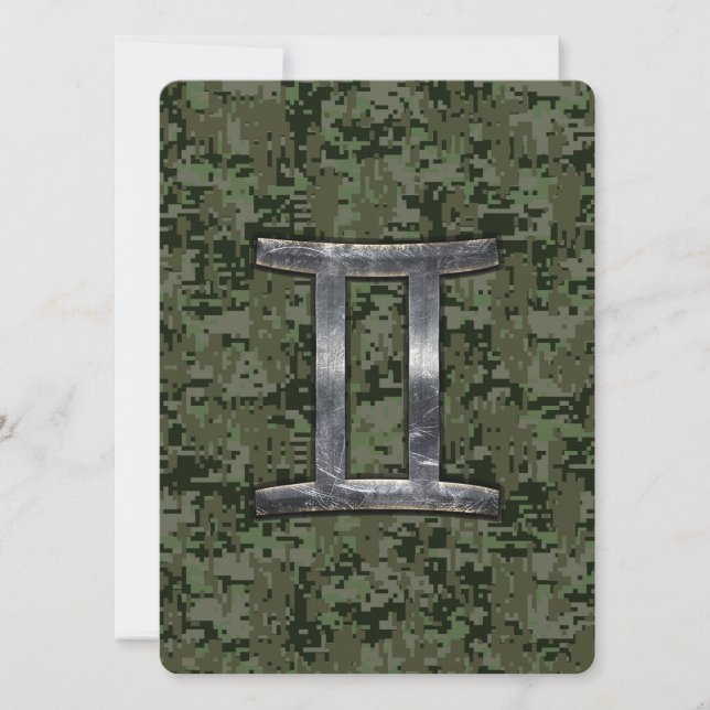 Gemini Zodiac Sign on Green Digital Camo (Voorkant)