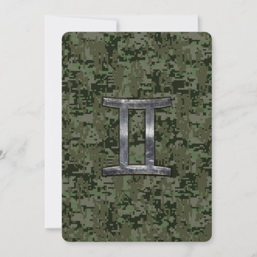Gemini Zodiac Sign on Green Digital Camo (Voorkant)