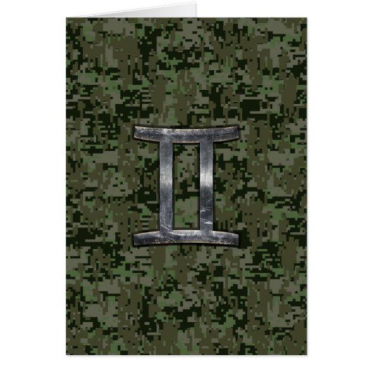 Gemini Zodiac Sign on Green Digital Camo (Voorkant)