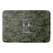 Gemini Zodiac Sign on Green Digital Camo Badmat (Voorkant)