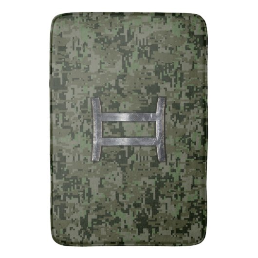Gemini Zodiac Sign on Green Digital Camo Badmat (Voorkant Verticaal)