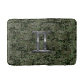 Gemini Zodiac Sign on Green Digital Camo Badmat (Voorkant)
