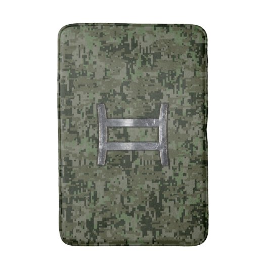 Gemini Zodiac Sign on Green Digital Camo Badmat (Voorkant Verticaal)