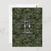 Gemini Zodiac Sign on Green Digital Camo Briefkaart (Voorkant / Achterkant)