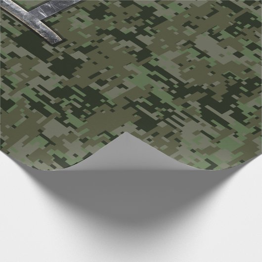 Gemini Zodiac Sign on Green Digital Camo Cadeaupapier (Hoek)