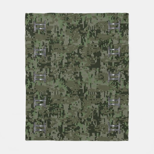 Gemini Zodiac Sign on Green Digital Camo Fleece Deken (Voorkant)