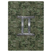 Gemini Zodiac Sign on Green Digital Camo Klembord (Achterkant)