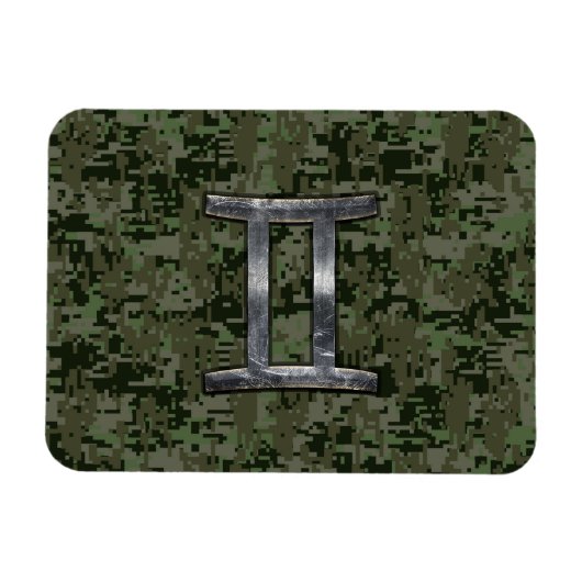 Gemini Zodiac Sign on Green Digital Camo Magneet (Horizontaal)
