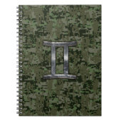 Gemini Zodiac Sign on Green Digital Camo Notitieboek (Voorkant)