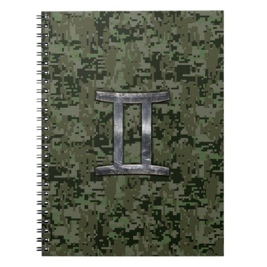 Gemini Zodiac Sign on Green Digital Camo Notitieboek (Voorkant)