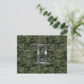 Gemini Zodiac Sign on Green Digital Camouflage Briefkaart (Staand voorkant)