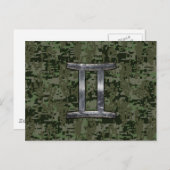 Gemini Zodiac Sign on Green Digital Camouflage Briefkaart (Voorkant / Achterkant)