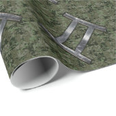 Gemini Zodiac Sign on Green Digital Camouflage Cadeaupapier (Rol Hoek)