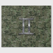 Gemini Zodiac Sign on Green Digital Camouflage Cadeaupapier (Vlak)