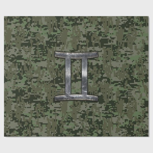 Gemini Zodiac Sign on Green Digital Camouflage Cadeaupapier (Vlak)