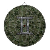 Gemini Zodiac Sign on Green Digital Camouflage Dartbord (Voorkant)