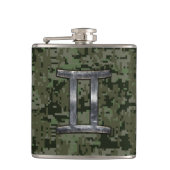 Gemini Zodiac Sign on Green Digital Camouflage Heupfles (Voorkant)
