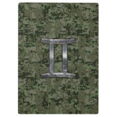 Gemini Zodiac Sign on Green Digital Camouflage Klembord (Achterkant)