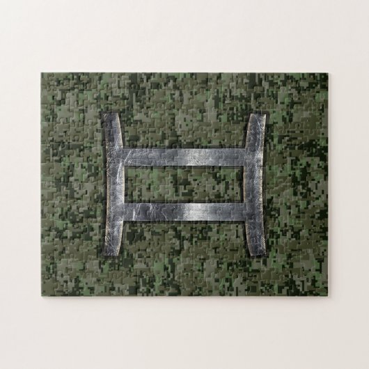 Gemini Zodiac Sign on Green Digital Camouflage Legpuzzel (Horizontaal)