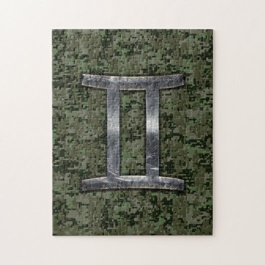 Gemini Zodiac Sign on Green Digital Camouflage Legpuzzel (Verticaal)
