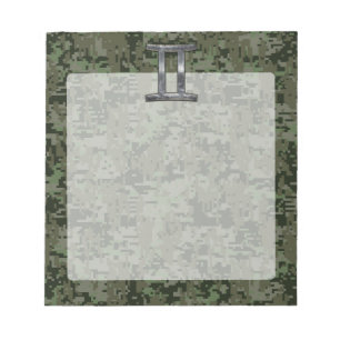 Gemini Zodiac Sign on Green Digital Camouflage Notitieblok