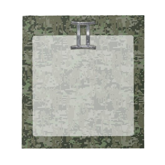 Gemini Zodiac Sign on Green Digital Camouflage Notitieblok (Voorkant)