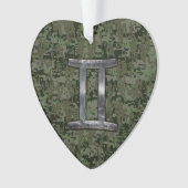 Gemini Zodiac Sign on Green Digital Camouflage Ornament (voorkant)