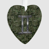 Gemini Zodiac Sign on Green Digital Camouflage Ornament (voorkant)