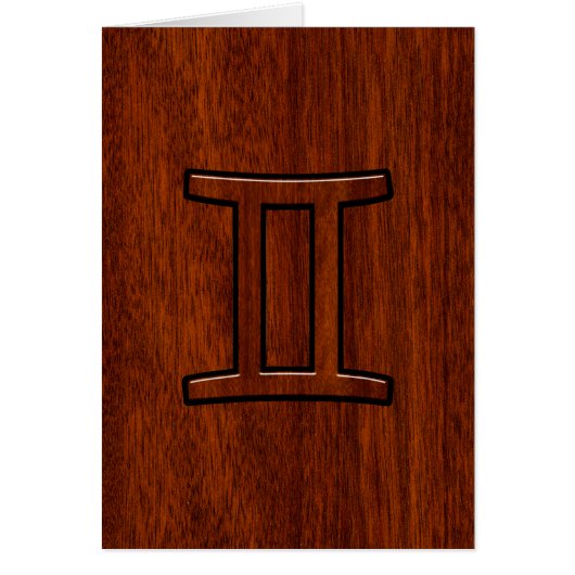 Gemini Zodiac Sign on Mahogany Wood Style (Voorkant)