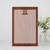 Gemini Zodiac Sign on Mahogany Wood Style Briefpapier (Staand voorkant)