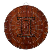 Gemini Zodiac Sign on Mahogany Wood Style Dartbord (Voorkant)