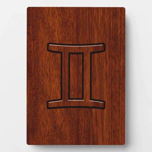 Gemini Zodiac Sign on Mahogany Wood Style Fotoplaat (voorkant)