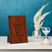 Gemini Zodiac Sign on Mahogany Wood Style Fotoplaat (Zijkant)