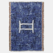 Gemini Zodiac Sign on Navy Blue Digital Camo Deken (Voorkant Verticaal)