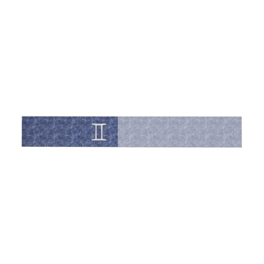 Gemini Zodiac Sign on Navy Blue Digital Camo Omwikkelbaar Adreslabel (Individueel)
