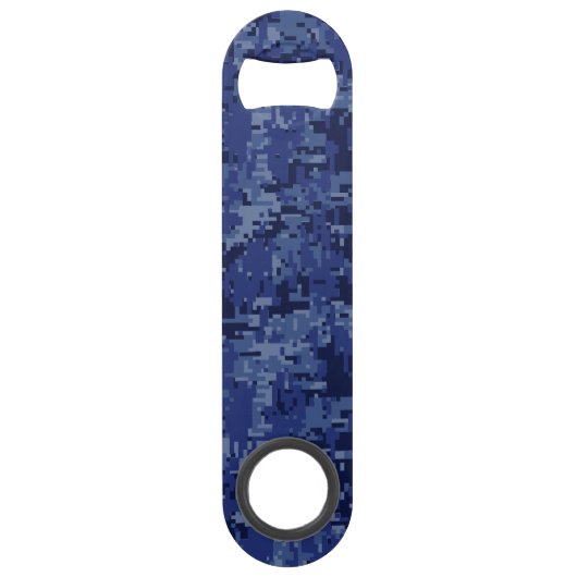 Gemini Zodiac Sign on Navy Blue Digital Camo Speed Flessenopener (Achterkant)