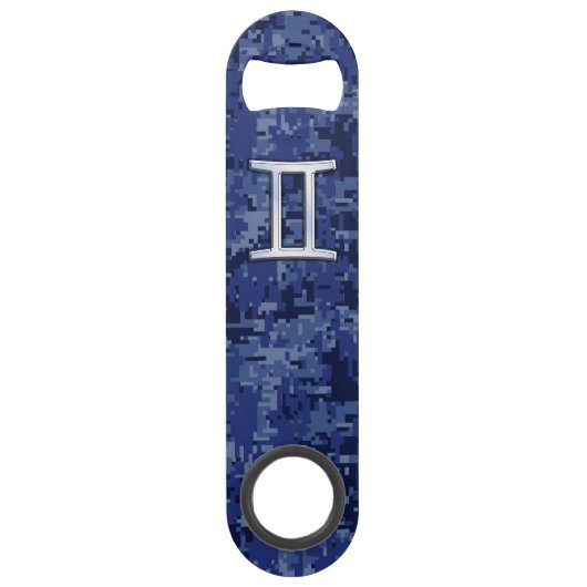 Gemini Zodiac Sign on Navy Blue Digital Camo Speed Flessenopener (Voorkant)