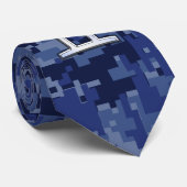 Gemini Zodiac Sign on Navy Blue Digital Camo Stropdas (Opgerold)