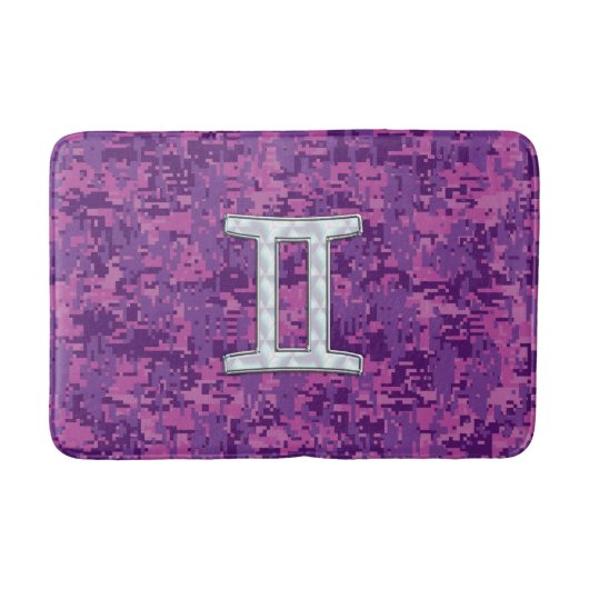 Gemini Zodiac Sign on Pink Digital Camo Badmat (Voorkant)
