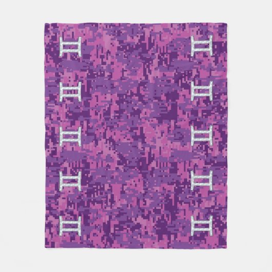 Gemini Zodiac Sign on Pink Digital Camo Fleece Deken (Voorkant)