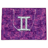 Gemini Zodiac Sign on Pink Digital Camo Large Cadeautasje (Voorkant)