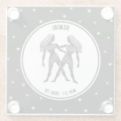 Gemini Zodiac Sign., Onderzetter van zwart-wit Glazen Onderzetter (Achterkant)
