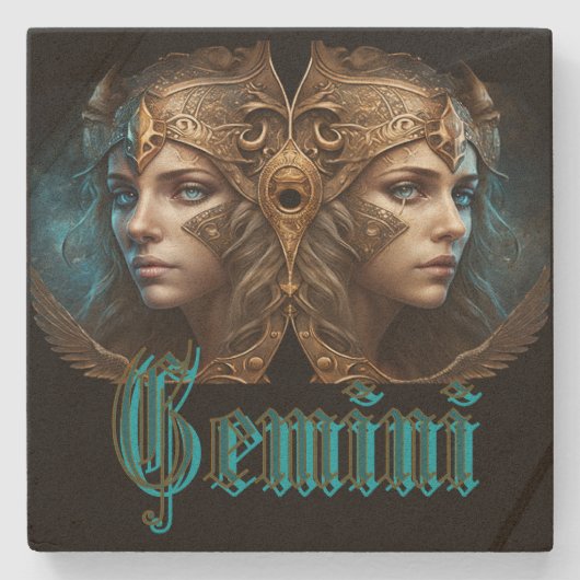 Gemini Zodiac Sign Stenen Onderzetter (Voorkant)
