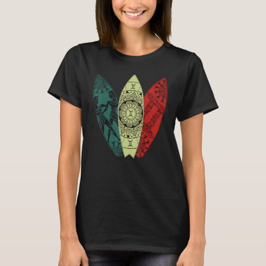 Gemini Zodiac Sign Surfboard Surfing Horoscope T-shirt (Voorkant)