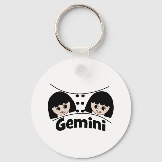 Gemini Zodiac Sign Twins Girls Illustratie Sleutelhanger (Voorkant)
