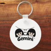 Gemini Zodiac Sign Twins Girls Illustratie Sleutelhanger (Achterkant)